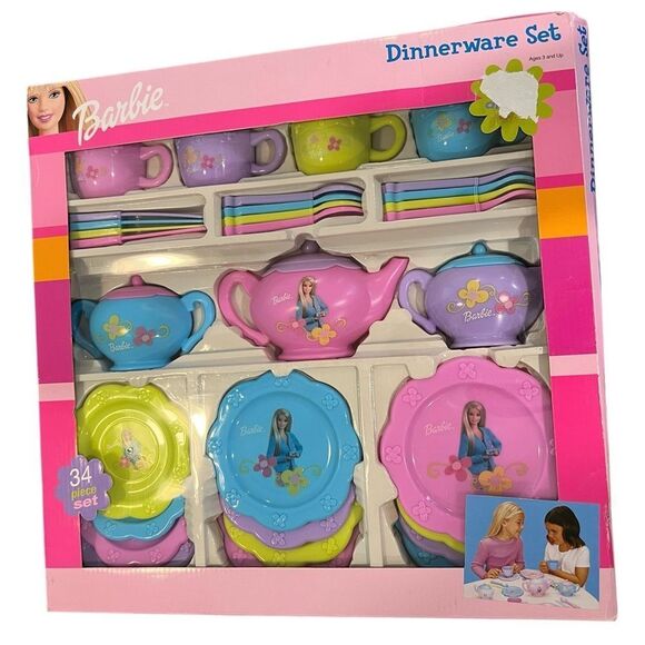 2002 vintage Barbie dinnerware play set NEW - Picture 1 of 8